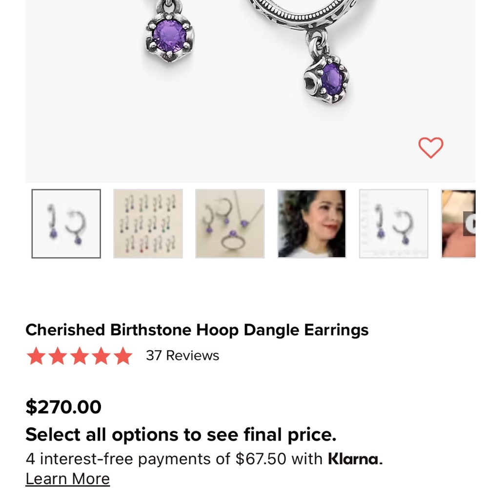 James Avery Purple (Amethyst) Cherished Birthstone Hoop Dangle Earrings